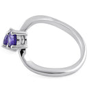 Sterling Silver Dual Round Cut Amethyst CZ Ring