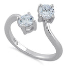 Sterling Silver Dual Round Cut Clear CZ Ring