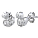 Sterling Silver Duckling CZ Earrings