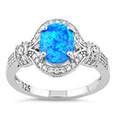 Sterling Silver Elegant Blue Oval Lab Opal CZ Ring