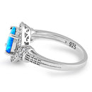 Sterling Silver Elegant Blue Oval Lab Opal CZ Ring
