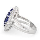 Sterling Silver Elegant Blue Sapphire Marquise Cut CZ Ring