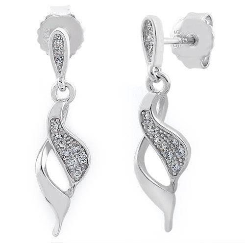 Sterling Silver Elegant CZ Dangle Earrings