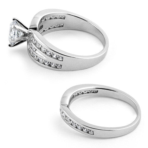 Sterling Silver Elegant Engagement Set CZ Ring