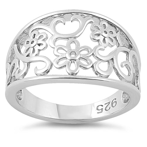 Sterling Silver Elegant Flowers Ring