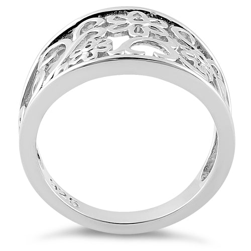 Sterling Silver Elegant Flowers Ring