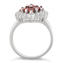 Sterling Silver Elegant Garnet Marquise Cut CZ Ring