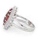 Sterling Silver Elegant Garnet Marquise Cut CZ Ring