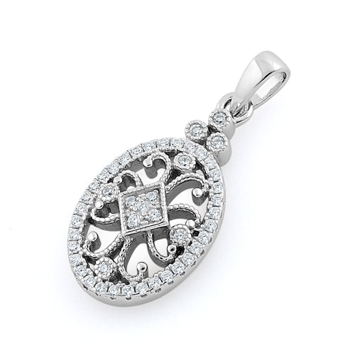 Sterling Silver Elegant Antique CZ Pendant