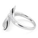 Sterling Silver Elegant Leaf Pave CZ Ring