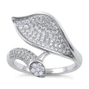 Sterling Silver Elegant Leaf Pave CZ Ring