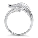 Sterling Silver Elegant Leaf Pave CZ Ring