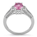 Sterling Silver Elegant Oval Pink CZ Ring