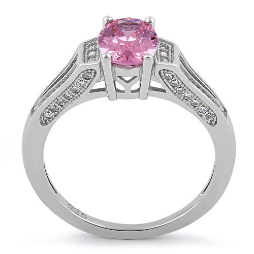 Sterling Silver Elegant Oval Pink CZ Ring