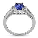 Sterling Silver Elegant Oval Tanzanite CZ Ring