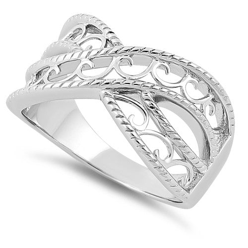 Sterling Silver Elegant Overlapping Waves Ring