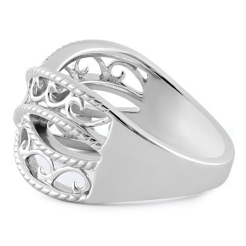 Sterling Silver Elegant Overlapping Waves Ring
