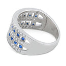 Sterling Silver Elegant Pave Blue Spinel CZ Ring