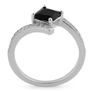 Sterling Silver Elegant Princess Cut Black CZ Ring