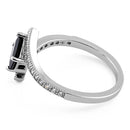 Sterling Silver Elegant Princess Cut Black CZ Ring