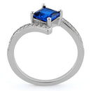 Sterling Silver Elegant Princess Cut Blue Spinel CZ Ring