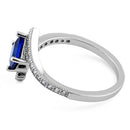 Sterling Silver Elegant Princess Cut Blue Spinel CZ Ring