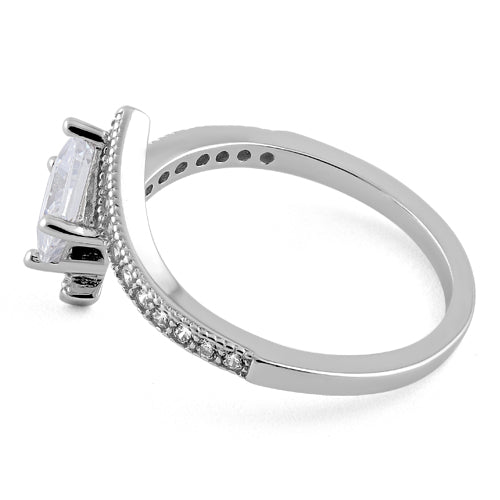 Sterling Silver Elegant Princess Cut Clear CZ Ring