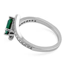 Sterling Silver Elegant Princess Cut Emerald CZ Ring