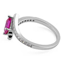 Sterling Silver Elegant Princess Cut Pink CZ Ring
