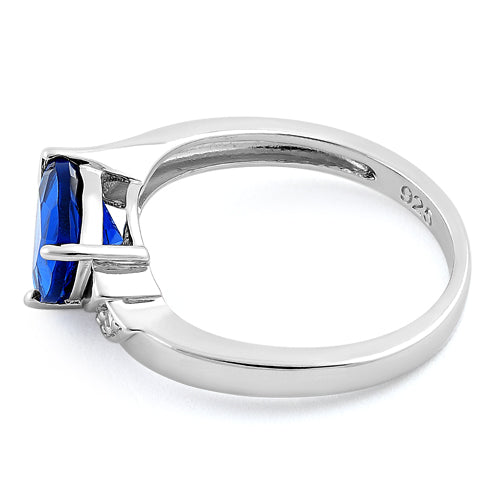 Sterling Silver Elegant Trillion Cut Blue Spinel CZ Ring