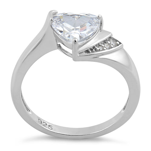 Sterling Silver Elegant Trillion Cut Clear CZ Ring