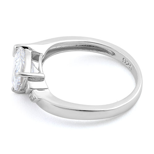 Sterling Silver Elegant Trillion Cut Clear CZ Ring