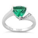 Sterling Silver Elegant Trillion Cut Emerald CZ Ring