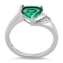 Sterling Silver Elegant Trillion Cut Emerald CZ Ring