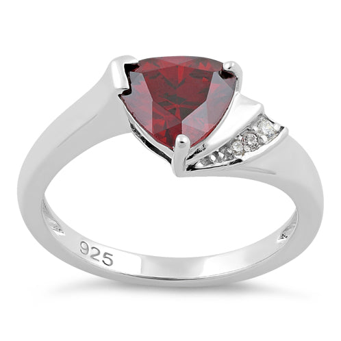 Sterling Silver Elegant Trillion Cut Garnet CZ Ring