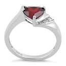Sterling Silver Elegant Trillion Cut Garnet CZ Ring