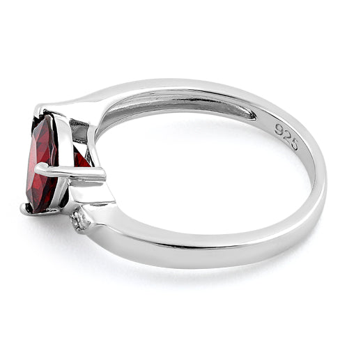 Sterling Silver Elegant Trillion Cut Garnet CZ Ring