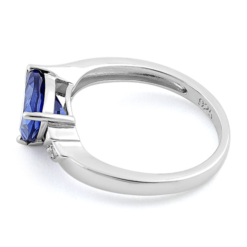 Sterling Silver Elegant Trillion Cut Tanzanite CZ Ring