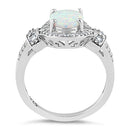 Sterling Silver Elegant White Oval Lab Opal CZ Ring