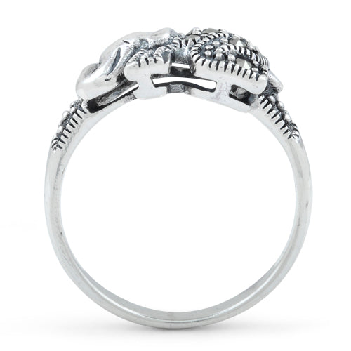 Sterling Silver Elephant Marcasite Ring