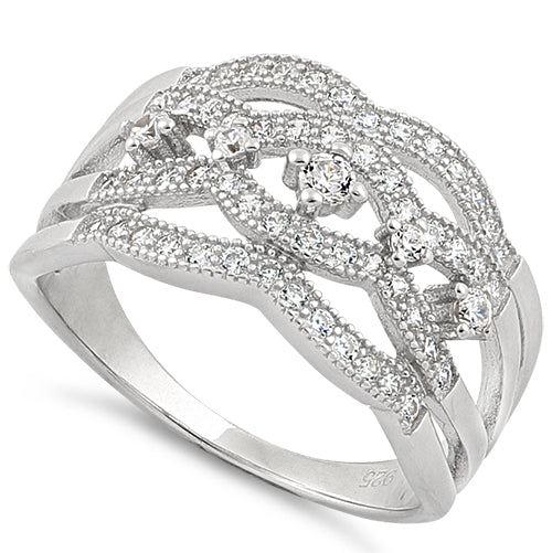 Sterling Silver Eloquent Round Clear CZ Ring