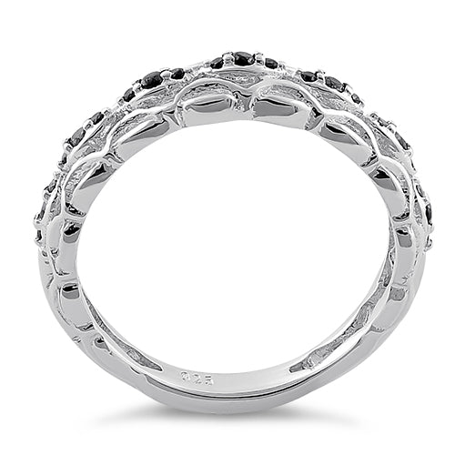 Sterling Silver Elysian Round Cut Black CZ Ring