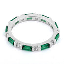 Sterling Silver Emerald and White CZ Eternity Ring
