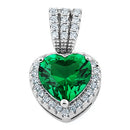 Sterling Silver Emerald Big Heart CZ Pendant