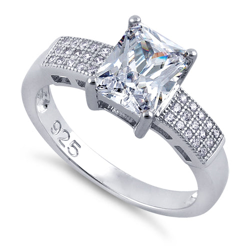 Sterling Silver Radiant Cut Clear CZ Ring