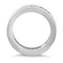 Sterling Silver Emerald Cut Eternity Pave Blue CZ Ring