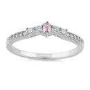Sterling Silver Emerald Cut Pink CZ Ring