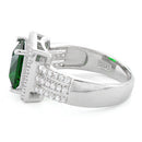 Sterling Silver Emerald Princess Cut CZ Ring