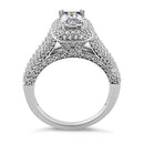 Sterling Silver Emerald & Round Cut Clear CZ Ring