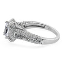 Sterling Silver Emerald & Round Cut Clear CZ Ring